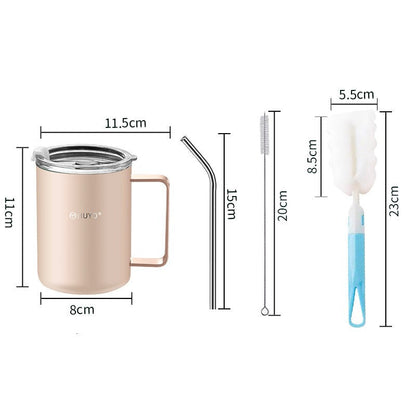 Avelena | Edelstahl Reisebecher mit auslaufsicherem Deckel und Strohhalm, für Zuhause, Büro, Autofahren