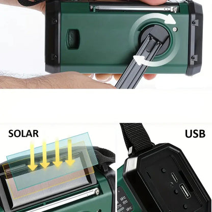 Avelena | Solar-notfallradio Mit Powerbank – Kurbelradio Mit Led-taschenlampe Für Camping & Outdoor