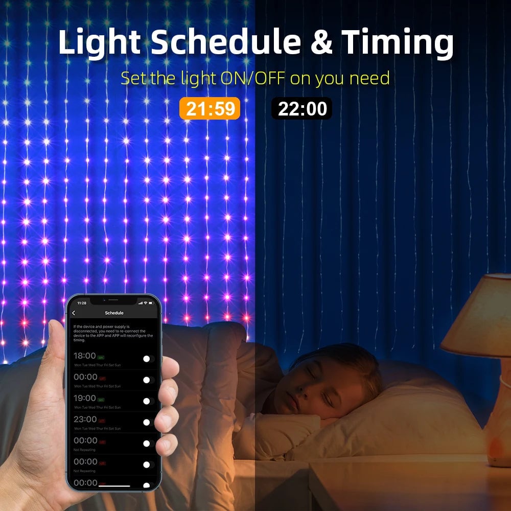 Avelena | Bunte Wellen LED Vorhang Sync Lichter