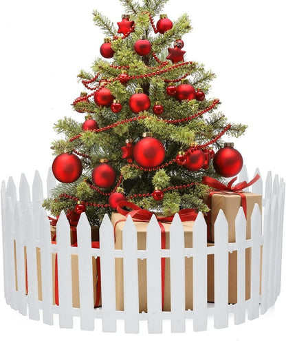 Avelena | Weihnachtsbaumzaun - Weihnachtsweißer Zaun für die Wohnkultur Einfach zu montieren