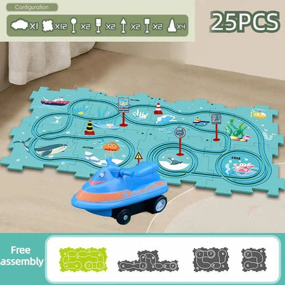 Avelena | Kinder Lern Puzzle Strecke Auto Spielset