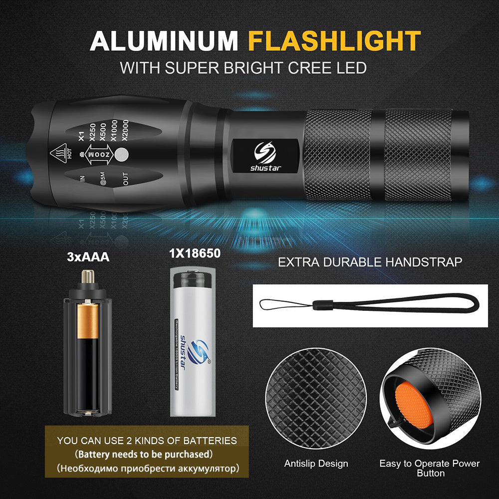 Avelena | 30000-5000 Lumen Hochleistungs-LED-Taschenlampe, wasserdicht