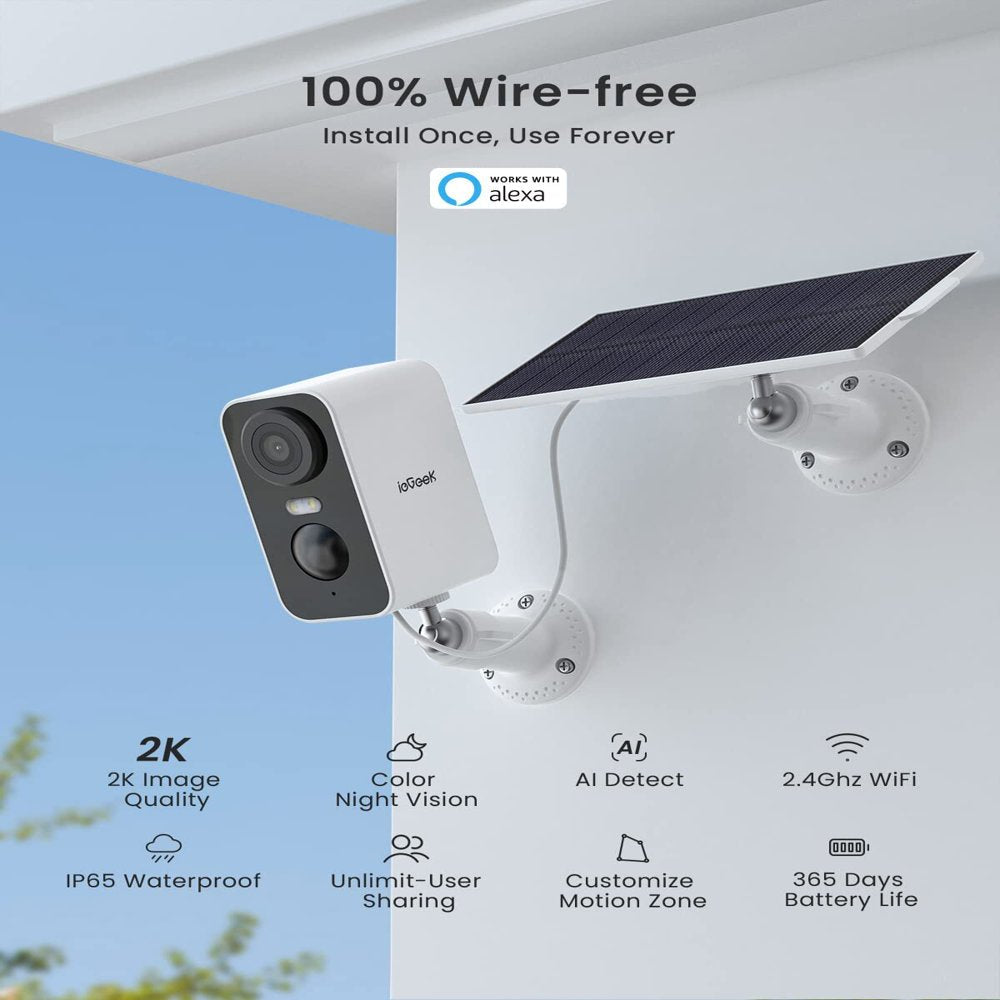 Avelena | Solør Drahtlose Sicherheitskameras Außen, Wifi, Iegeek 2K Farb Nachtsicht, Spotlight & Sirene Alarm, Außenkamera Mit Ki Bewegungserkennung