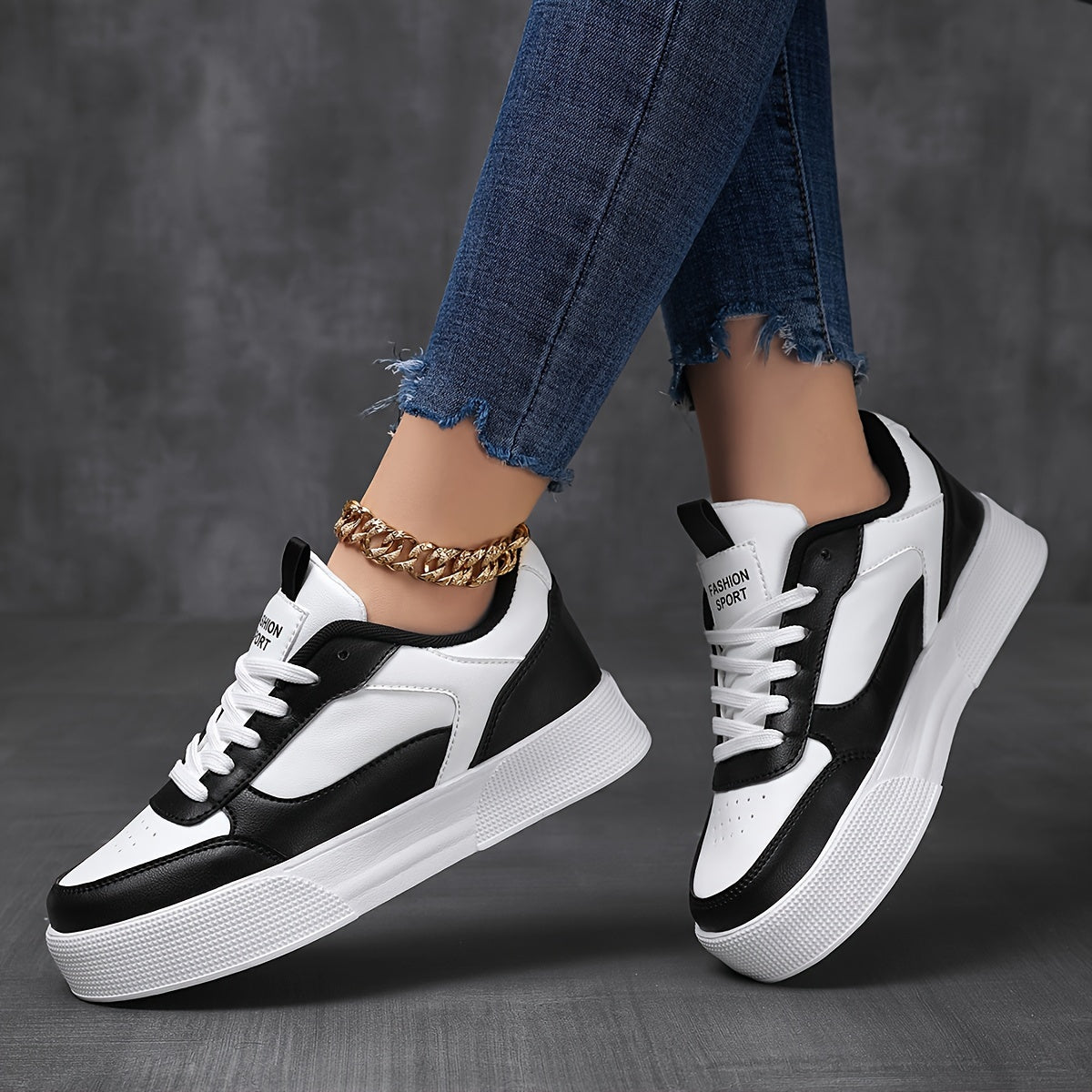 Avelena Kontrastfarbene Plateau-Sneaker für Damen | Perfekt für den Alltag