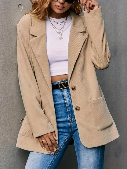 Avelena | Klassischer Kordblazer mit Revers für Stilbewusste Frauen