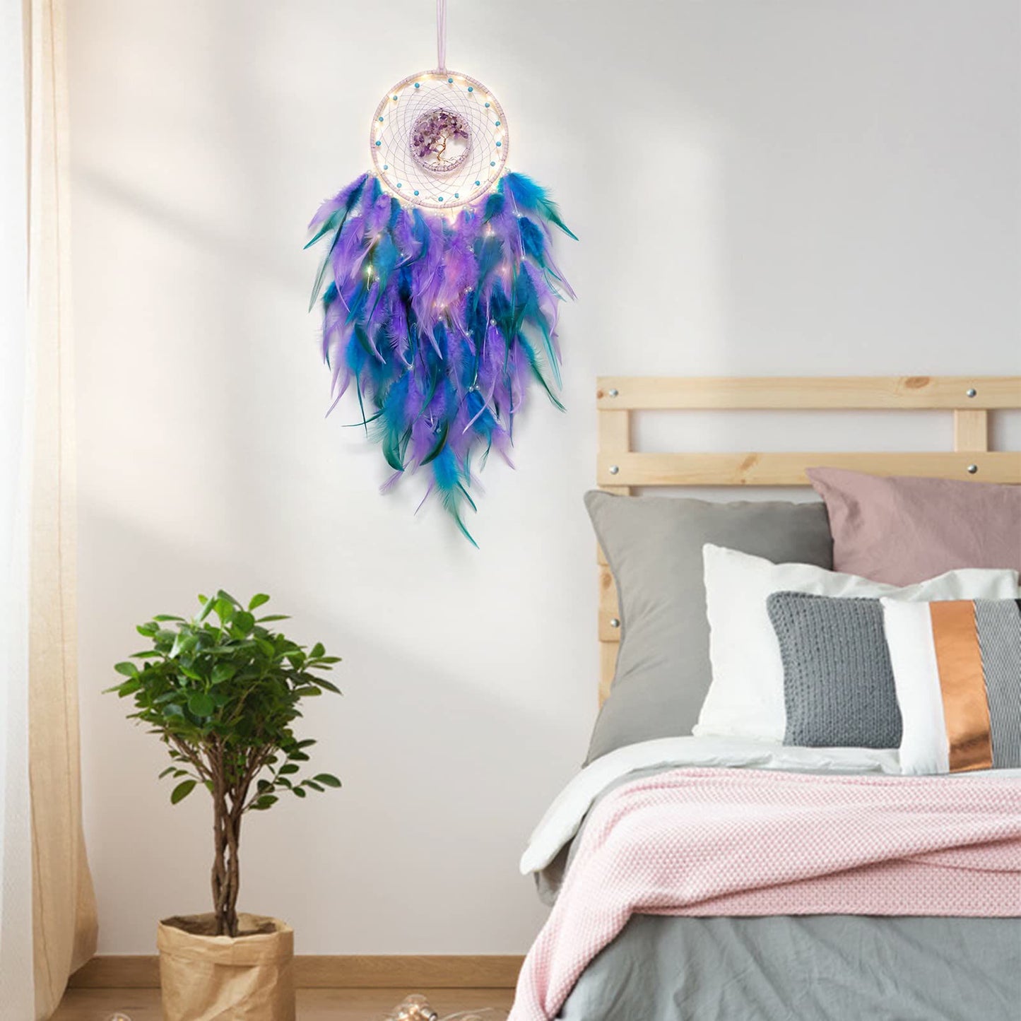 Avelena | Frendorf Kristall Lebensbaum Feder Glühen Traumfänger