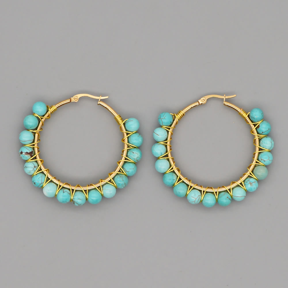 Avelena | Boho natürliche Kristalle große Hoop Ohrringe Sanne