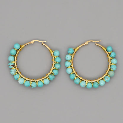 Avelena | Boho natürliche Kristalle große Hoop Ohrringe Sanne