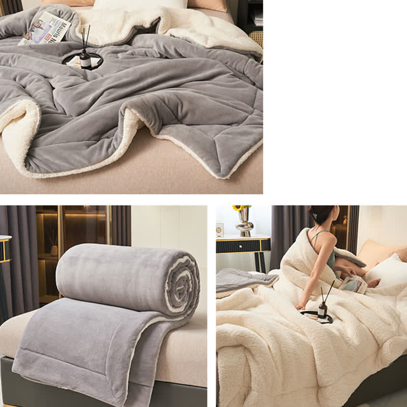 Avelena | Einfarbige dicke doppelseitige Samt-Würfeldecke