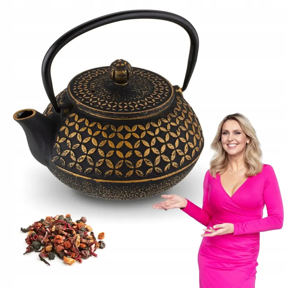Avelena | Elegante Teekanne aus Gusseisen 0,8L mit Infuser Hanako Gold