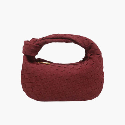 Avelena | Elsa – Stilvolle Mini-Suede-Tasche mit gewebtem Knoten-Design & goldenen Akzenten