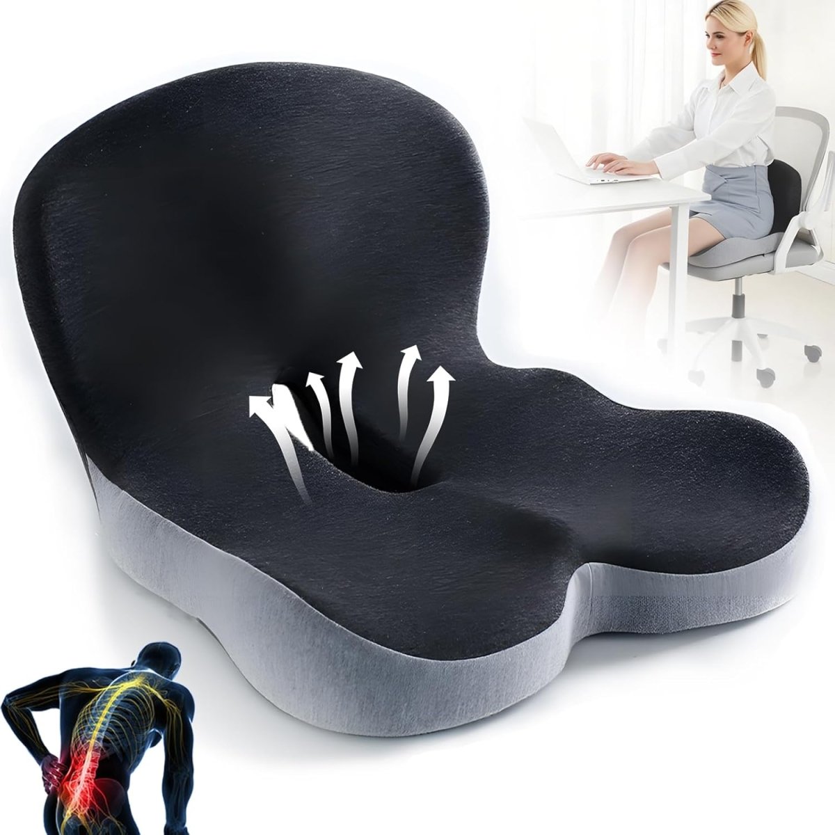 Avelena | BODYFORM PAD – Ergonomisches Gedächtnisschaum-Sitzkissen für jeden Komfort