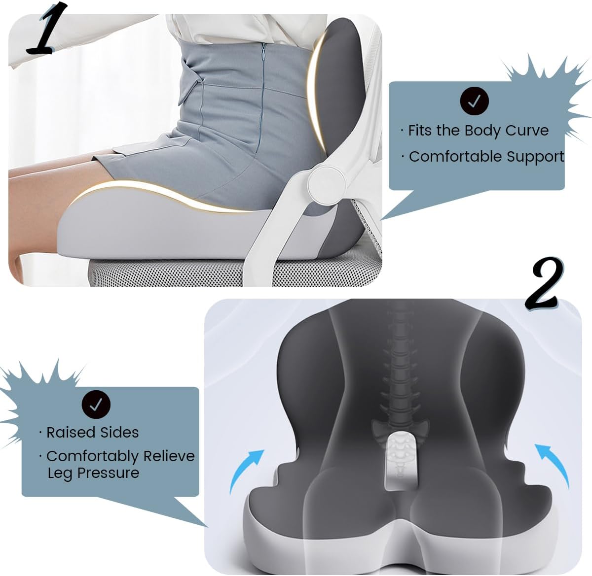 Avelena | BODYFORM PAD – Ergonomisches Gedächtnisschaum-Sitzkissen für jeden Komfort