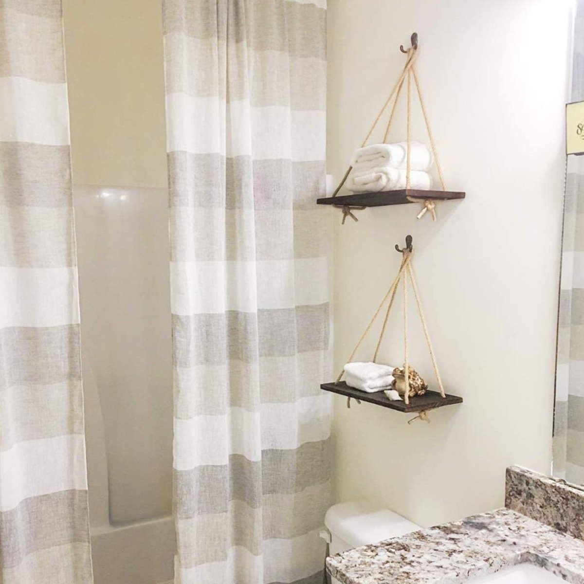 Avelena | Skandinavisches Holzhängeregal - Minimalistische schwebende Wandregal mit Schnur