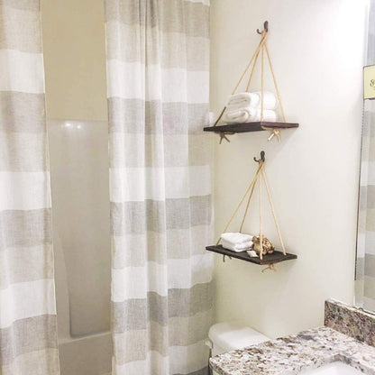 Avelena | Skandinavisches Holzhängeregal - Minimalistische schwebende Wandregal mit Schnur