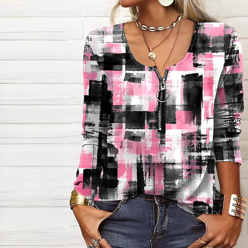 Avelena | Janssen Rosa Bluse mit Modernem Print