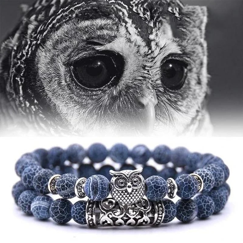 Avelena | Eule Charme Naturstein Armband