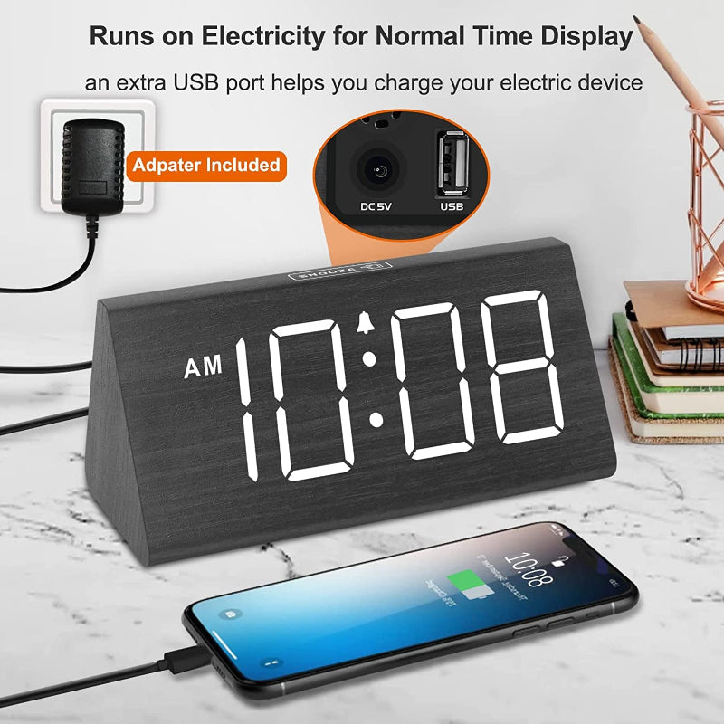 Avelena | Drei Digitale Wecker Mit Usb-Anschluss, Lauter Alarm, Dimmer Und Schlummerfunktion
