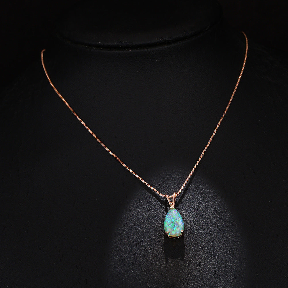 Avelena | Minimalist Drop Opal Pendant Necklace Selina