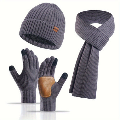 Avelena | Winter Komfort Set – Strickmütze, Schal und Handschuhe für Unisex