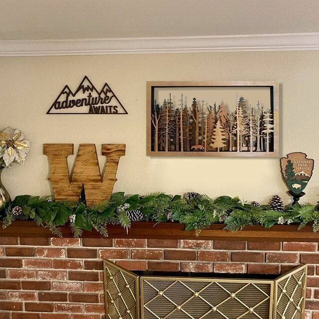 Avelena | Wanddeko Waldszene mit Fuchs | 7-lagige Lasercut Holzkunst | Baltische Birke