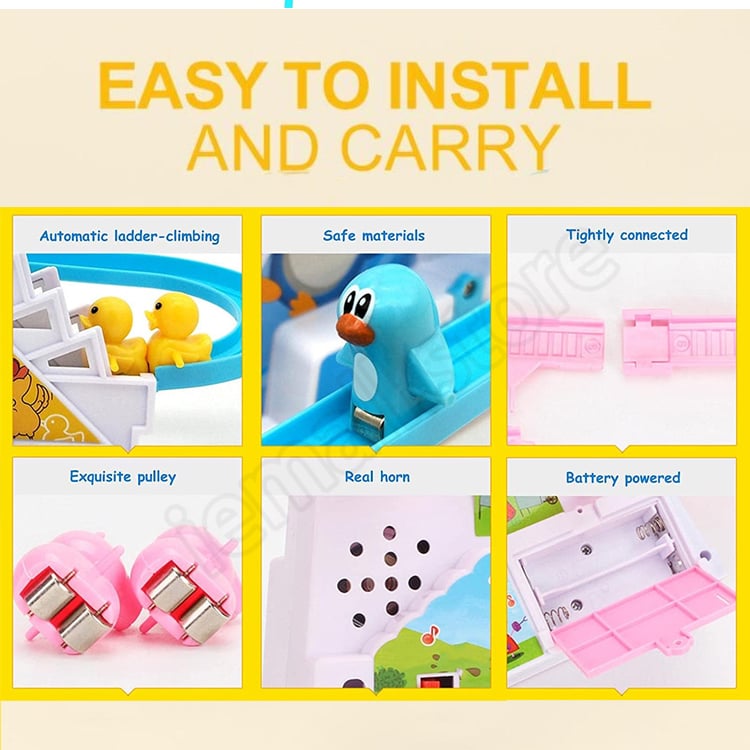 Avelena | Lustiges automatisches Treppensteig-Ente Cartoon Rennbahn-Set