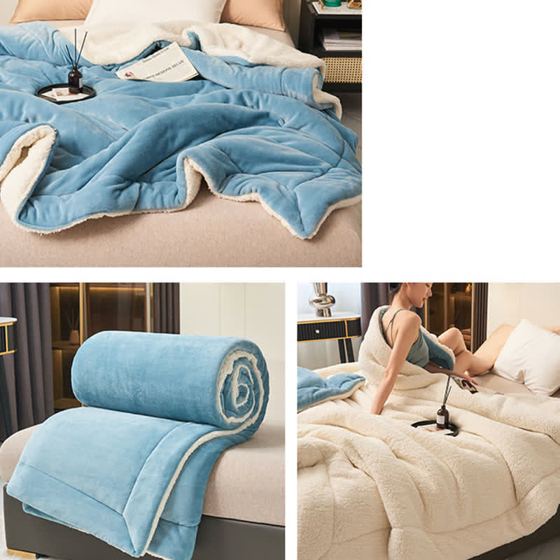 Avelena | Einfarbige dicke doppelseitige Samt-Würfeldecke