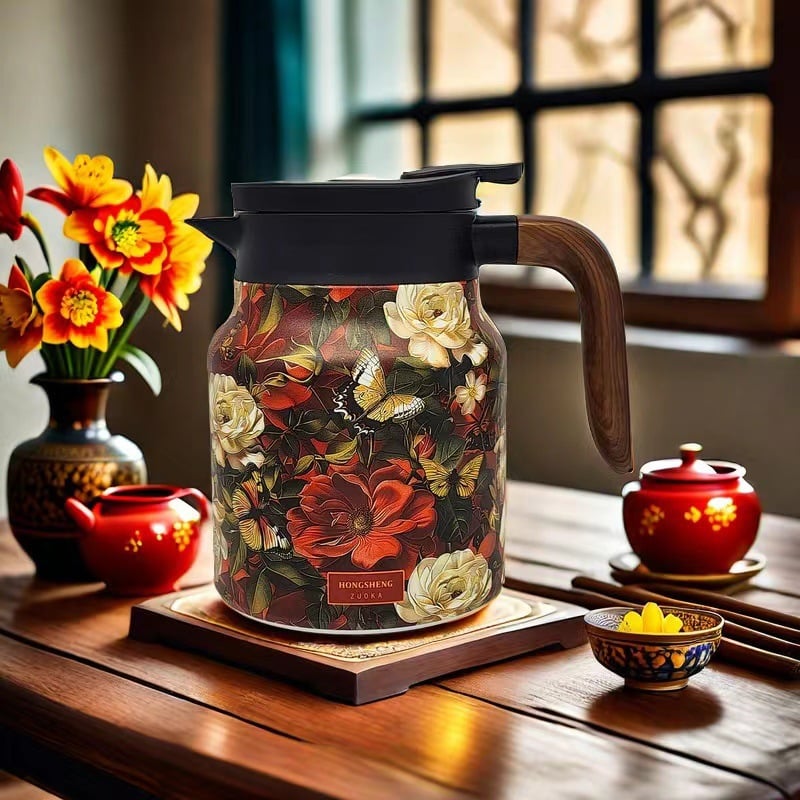 Avelena | Vintage Floral Pattern Tee-Thermoskanne – Eingebauter Infuser
