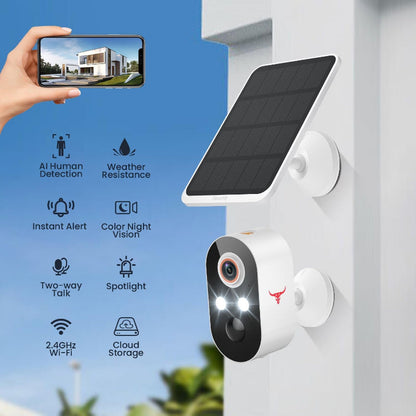 Avelena | 1080P Drahtloses Überwachungskamera Mit Solarpanel, Ki Personenidentifikation, 2-Wege Gespräch, Nachmodus, 2.4G Wifi
