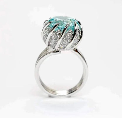 Avelena | 6 Karat Paraiba Blau-grün Lotus-Diamantring