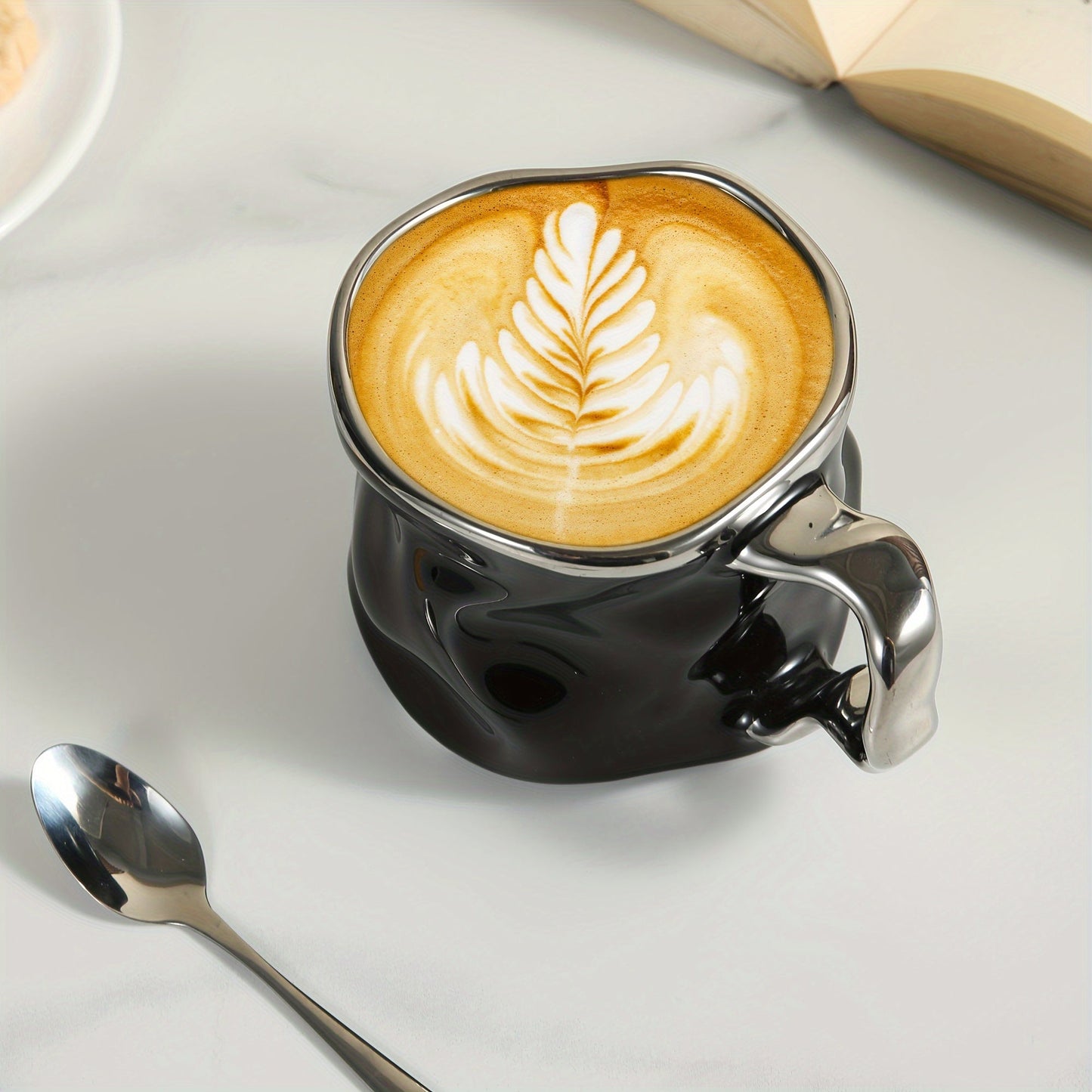 Avelena | CreArt Becher – Handgemachter Keramikkaffeebecher mit einzigartigem zerknittertem Design