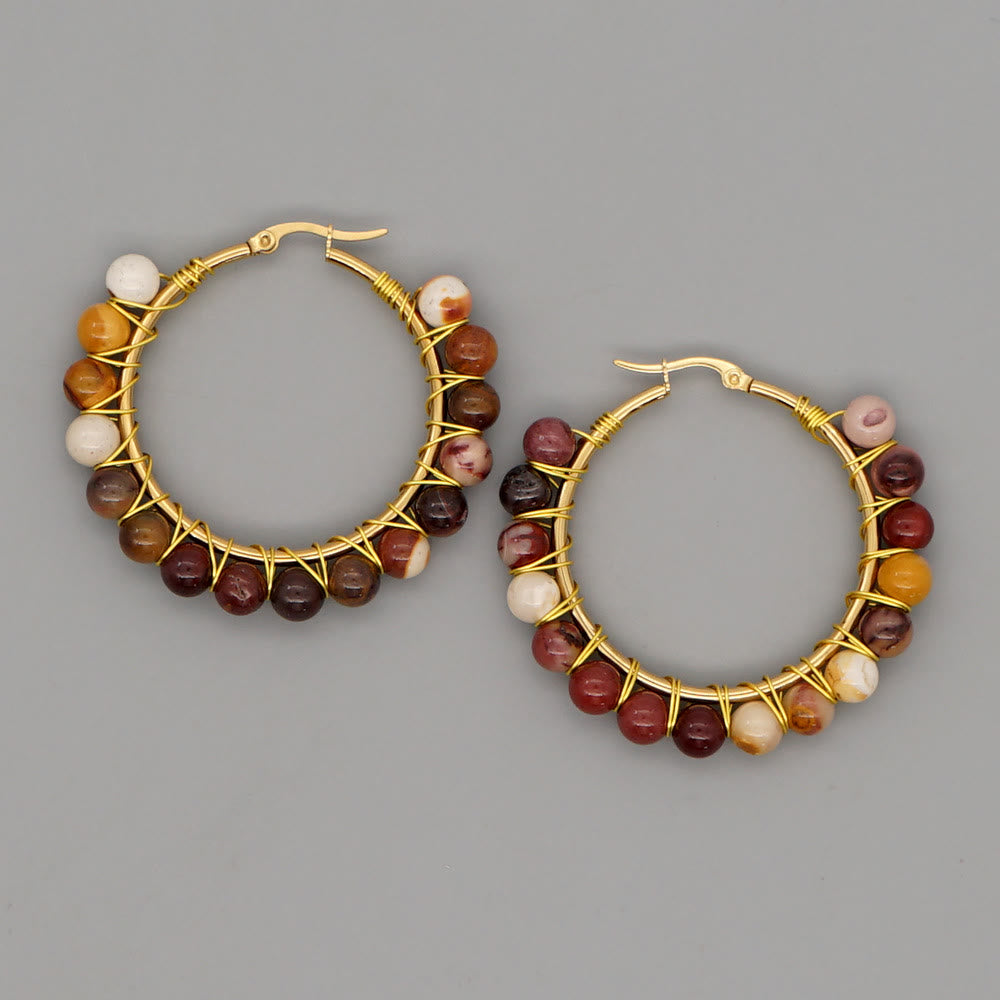 Avelena | Boho natürliche Kristalle große Hoop Ohrringe Sanne