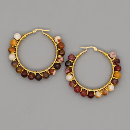 Avelena | Boho natürliche Kristalle große Hoop Ohrringe Sanne