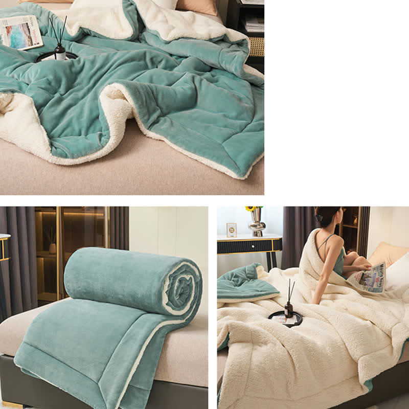 Avelena | Einfarbige dicke doppelseitige Samt-Würfeldecke