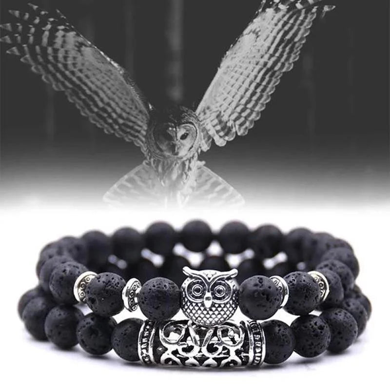 Avelena | Eule Charme Naturstein Armband