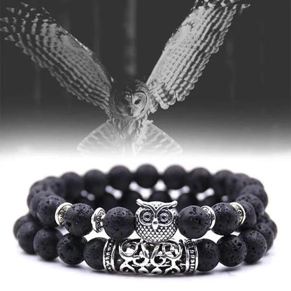 Avelena | Eule Charme Naturstein Armband