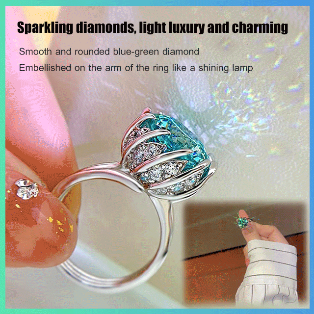 Avelena | 6 Karat Paraiba Blau-grün Lotus-Diamantring