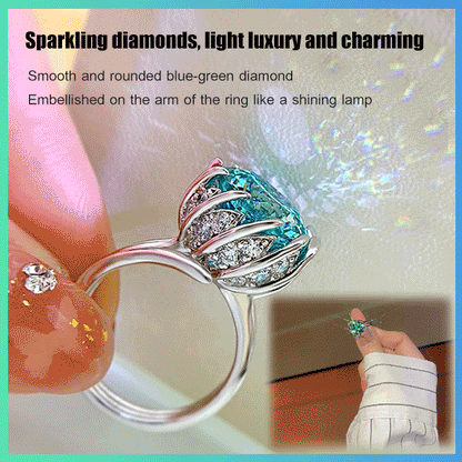 Avelena | 6 Karat Paraiba Blau-grün Lotus-Diamantring