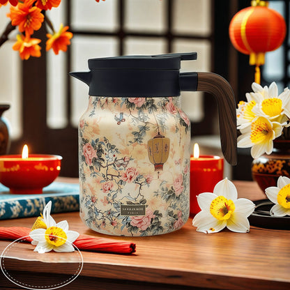 Avelena | Vintage Floral Pattern Tee-Thermoskanne – Eingebauter Infuser