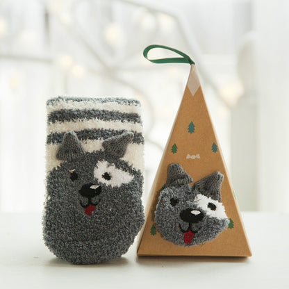 Avelena | Weihnachts-Socken im Geschenkbox-Design | Flauschige Haus- & Kuschelsocken | Universalgröße