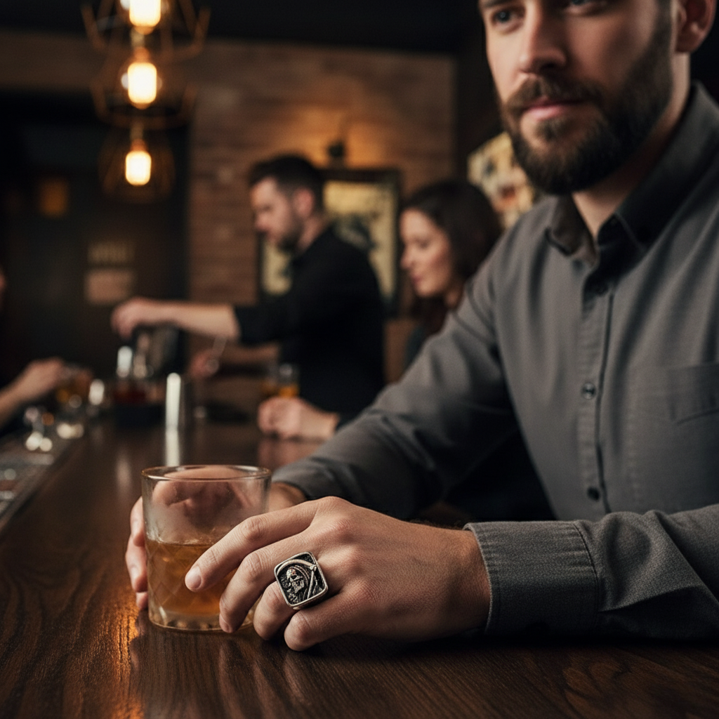 Avelena | Grim Reaper Skull Ring für Männer, Edelstahl Punk Biker Schmuck