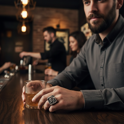 Avelena | Grim Reaper Skull Ring für Männer, Edelstahl Punk Biker Schmuck