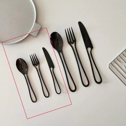 Avelena | Outline Edelstahl Besteck Set – Modernes Design mit Hohlgriffen – 3-teilig für Dinner & Dessert