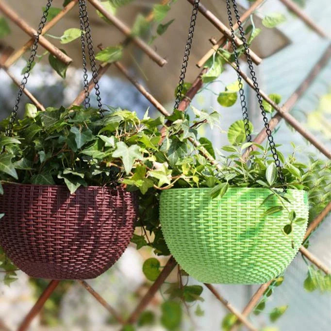 Avelena | Geflochtener Hängekorb für Pflanzen mit Kette – Ideal für Balkon und Garten