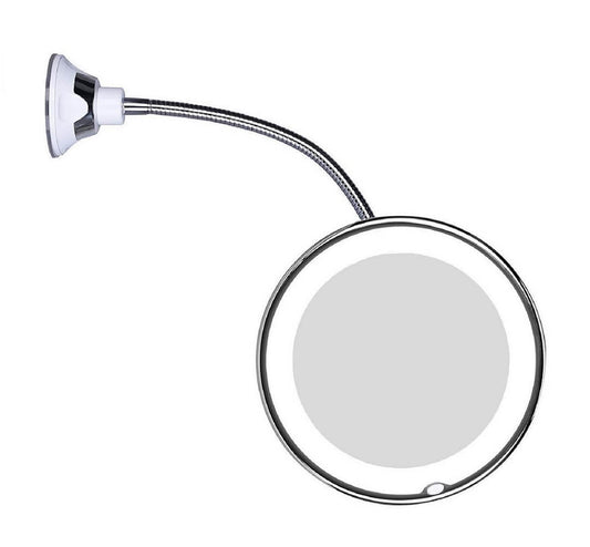 Avelena | ReflectFlex LED-Vergrößerungsspiegel mit flexiblem Schwanenhals | 10-fache Vergrößerung | Tageslicht-LED | Kosmetikspiegel