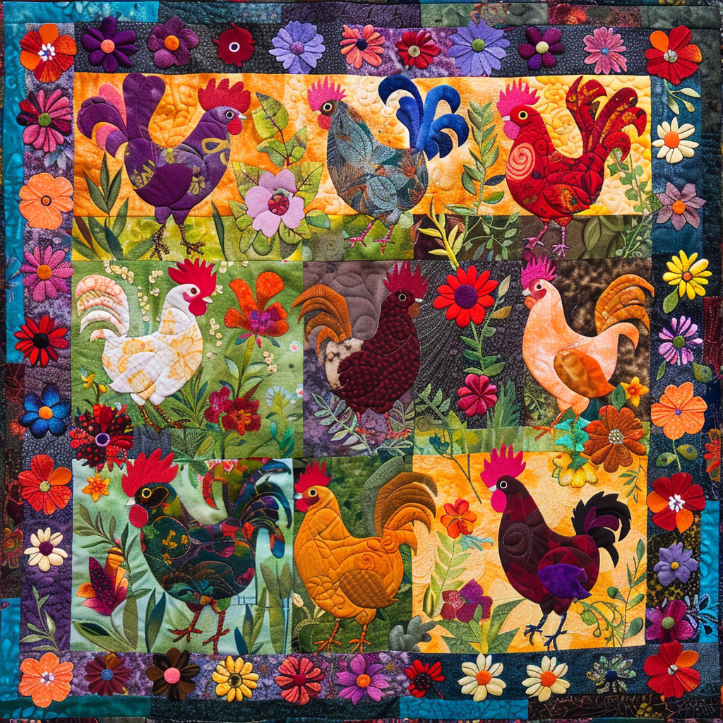 Avelena | Floral Hühner Tagesdecke Feder
