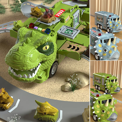 Avelena | Neues Dinosaurier Verwandlungs Technisches Lastwagen Schienen Spielzeug Set
