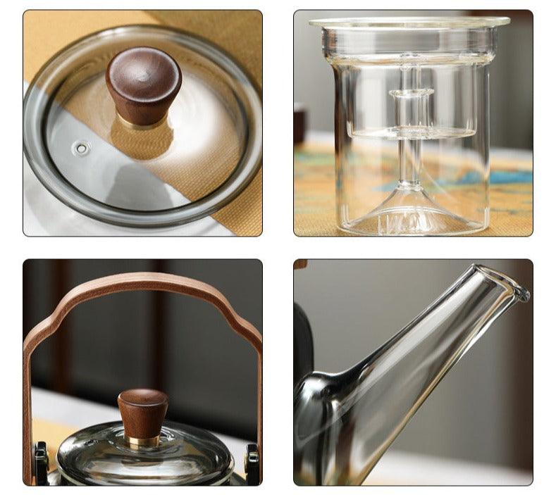 Avelena | Grijzen Teekanne | Holz & Glas, Teebereiter