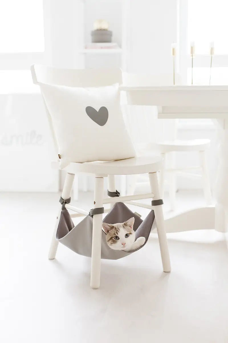 Avelena | Hängematte Katze Katzensofa für Stuhl Oder Tisch Graue Wolle