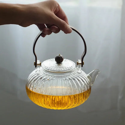 Avelena | Hochborosilikatglas Teekanne hitzebeständig transparentes Teegeschirr